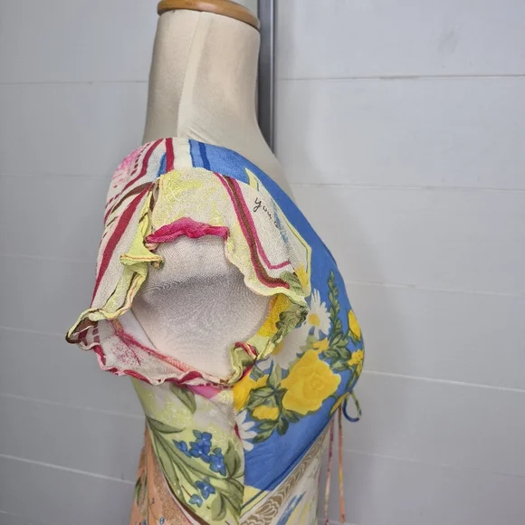 Vintage 90's Coupe Classique Patchwork Midi Dress Size S - Picture 5 of 13